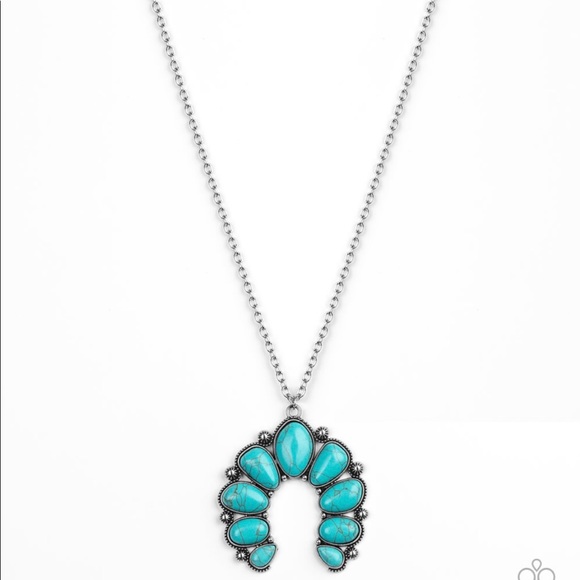 Turquoise stone squash blossom pendant